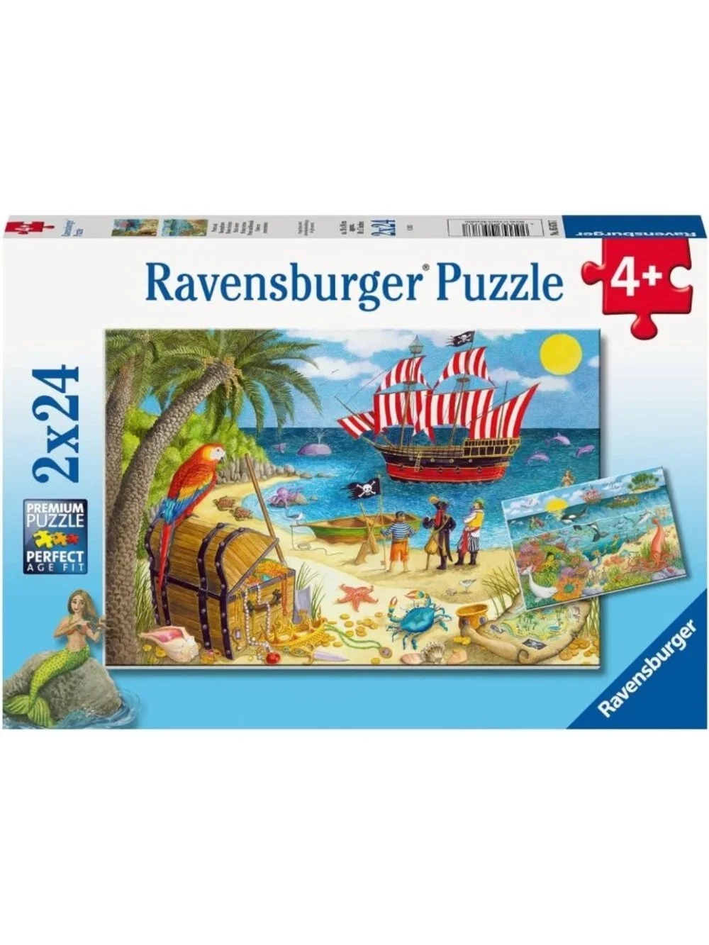 Pirates & Mermaids 2x24 Piece Kids Jigsaw Puzzle Set - Unique Pieces, Perfect